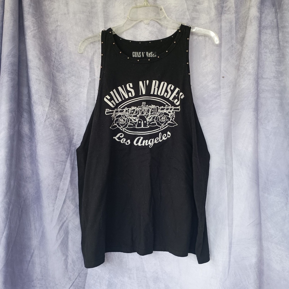 Guns N' Roses Los Angeles Studded Tank Top Graphic Band Shirt Black Rock N Roll